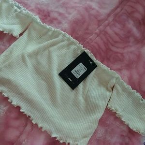 Off white shiny crop top